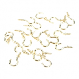 20pcs/lot 1/2 Inches Brass Plated Cup Hooks Shouldered Screw Hanging Hat Coat Peg Hanger Home Office Hardware Hooks