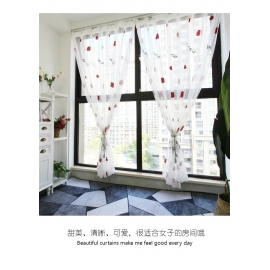 Cute Strawberry tulle curtains for girl kids room curtains living room bedroom window white embroidered sheer
